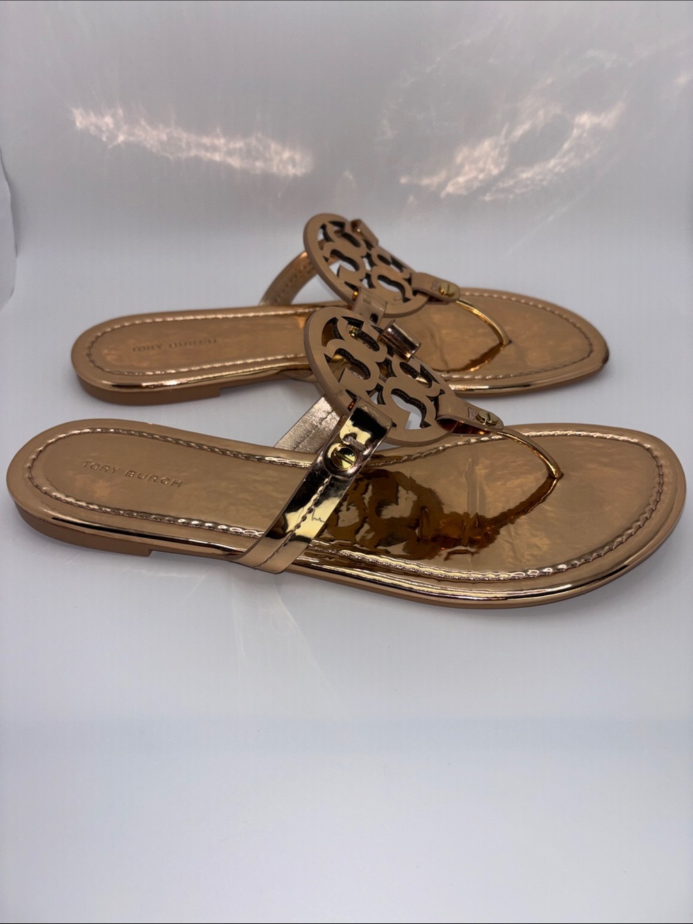 Tory Burch Metallic Rose Gold Metallic Miller Thong Sandals - Picture 11 of 11